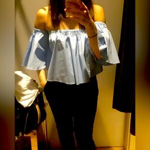 Zara off the shoulder babydoll top